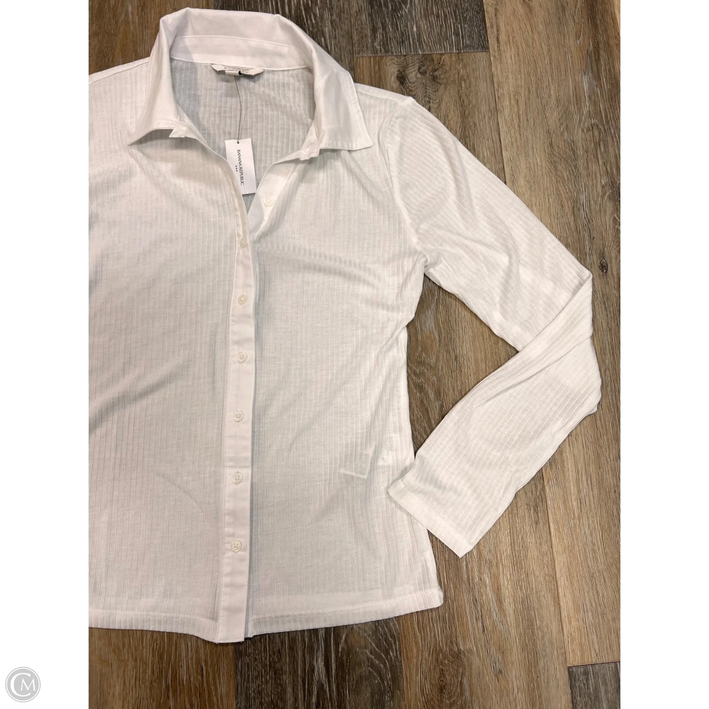 Blouse Long Sleeve By Banana Republic In White, Size: S