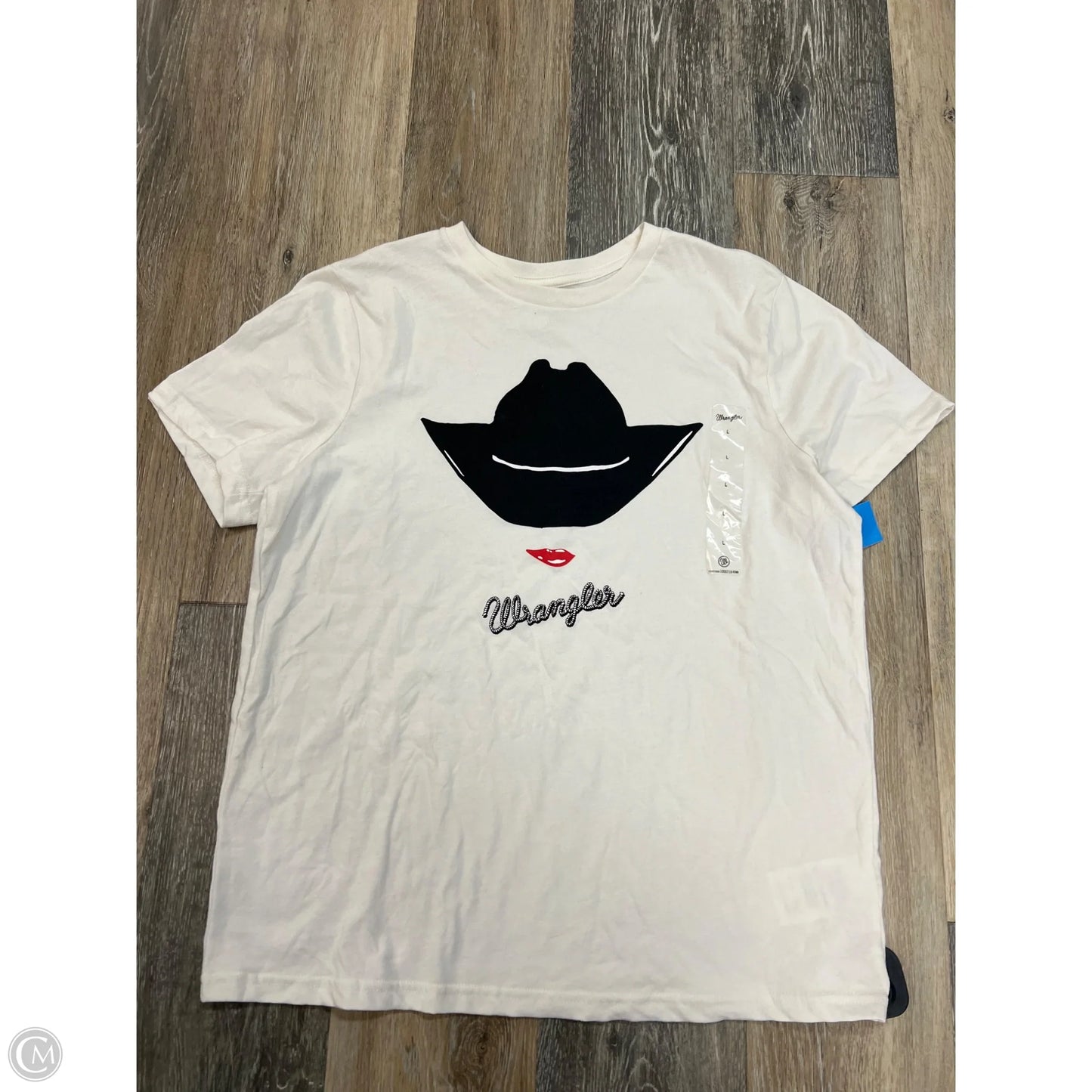 Top Short Sleeve By Wrangler In White, Size: L