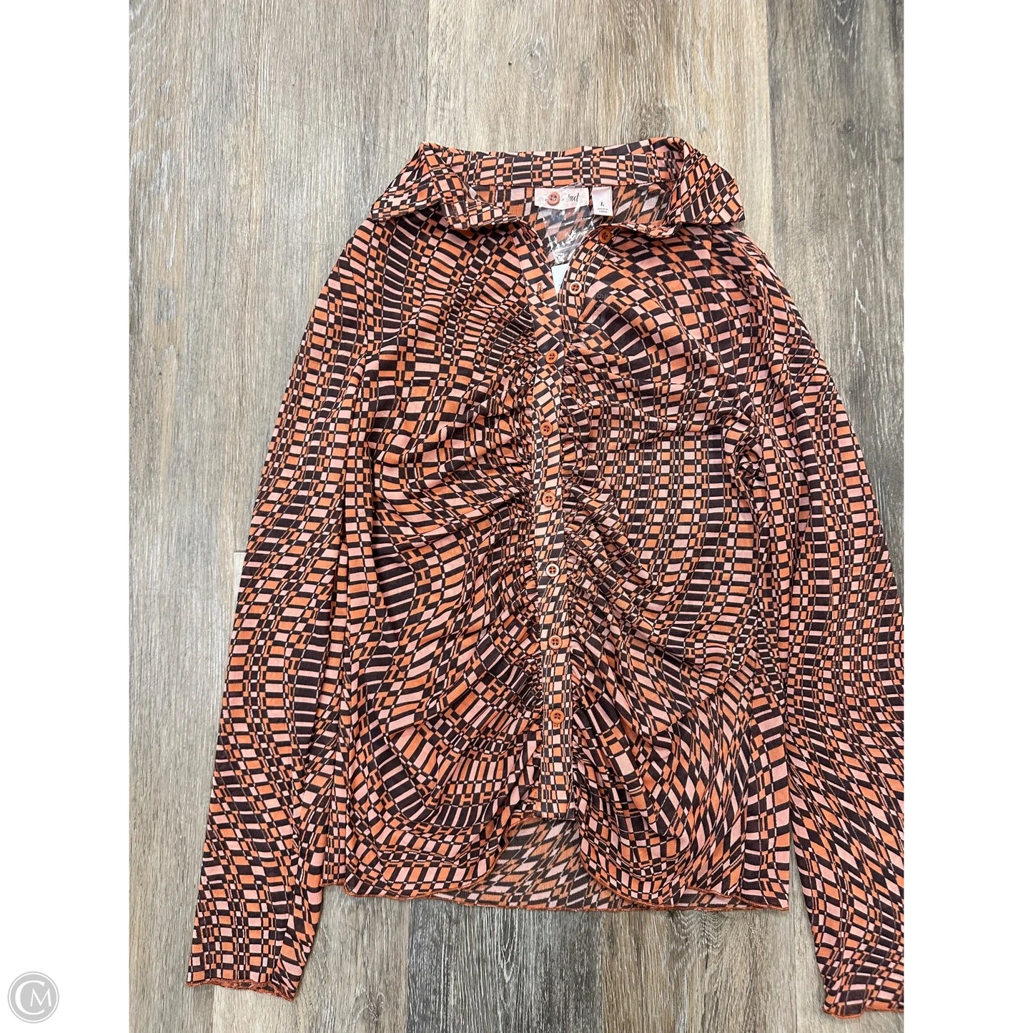 Blouse Long Sleeve By Willow & Root In Multi-colored, Size: L