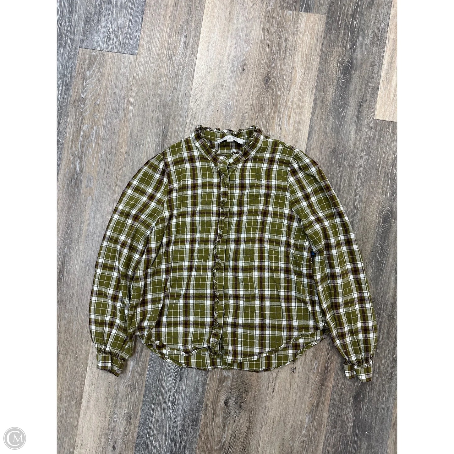 Blouse Long Sleeve By Loft In Green, Size: M