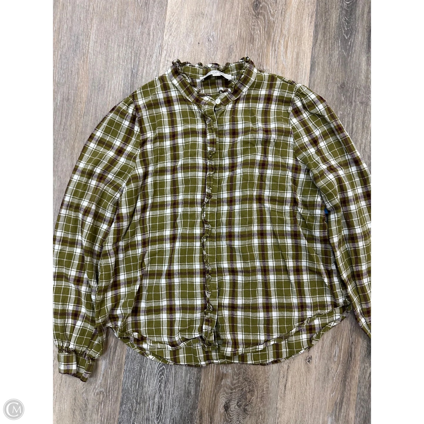 Blouse Long Sleeve By Loft In Green, Size: M