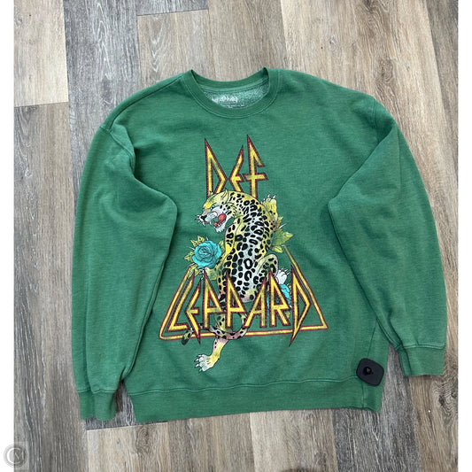 Sweatshirt Crewneck By Def Leppard In Green, Size: M