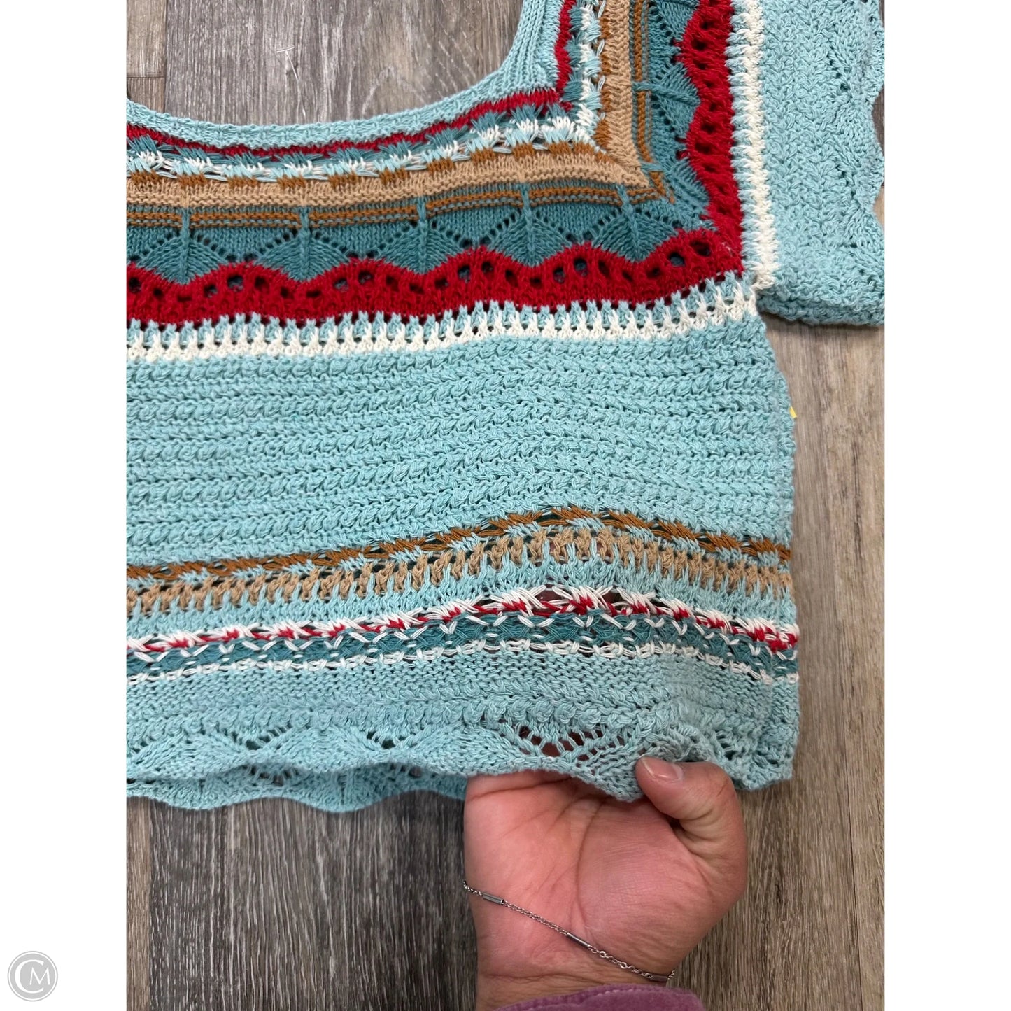 Top Short Sleeve By Miracle In Blue, Size: S