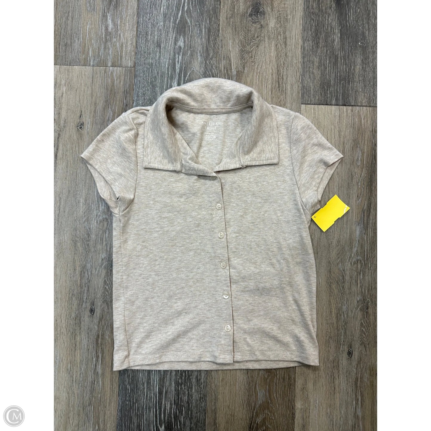Top Short Sleeve By American Eagle In Tan, Size: S
