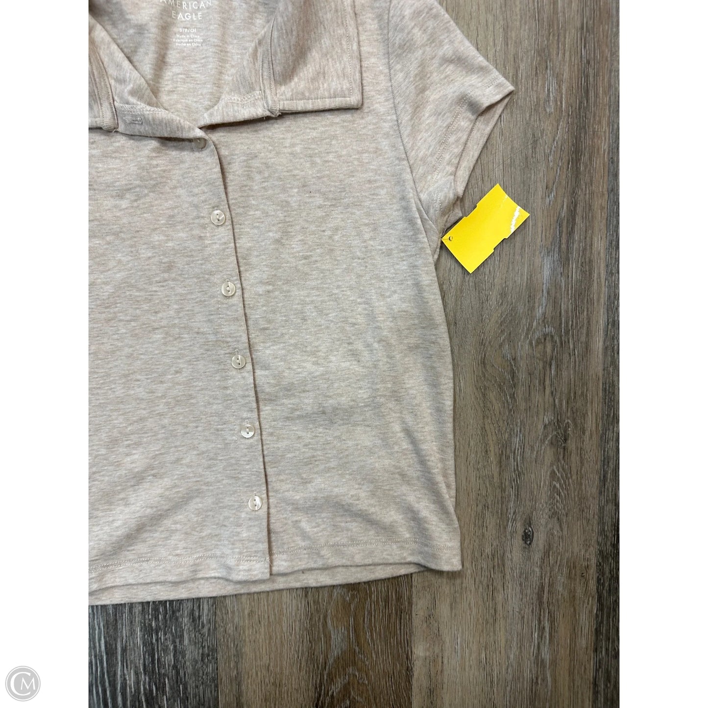 Top Short Sleeve By American Eagle In Tan, Size: S