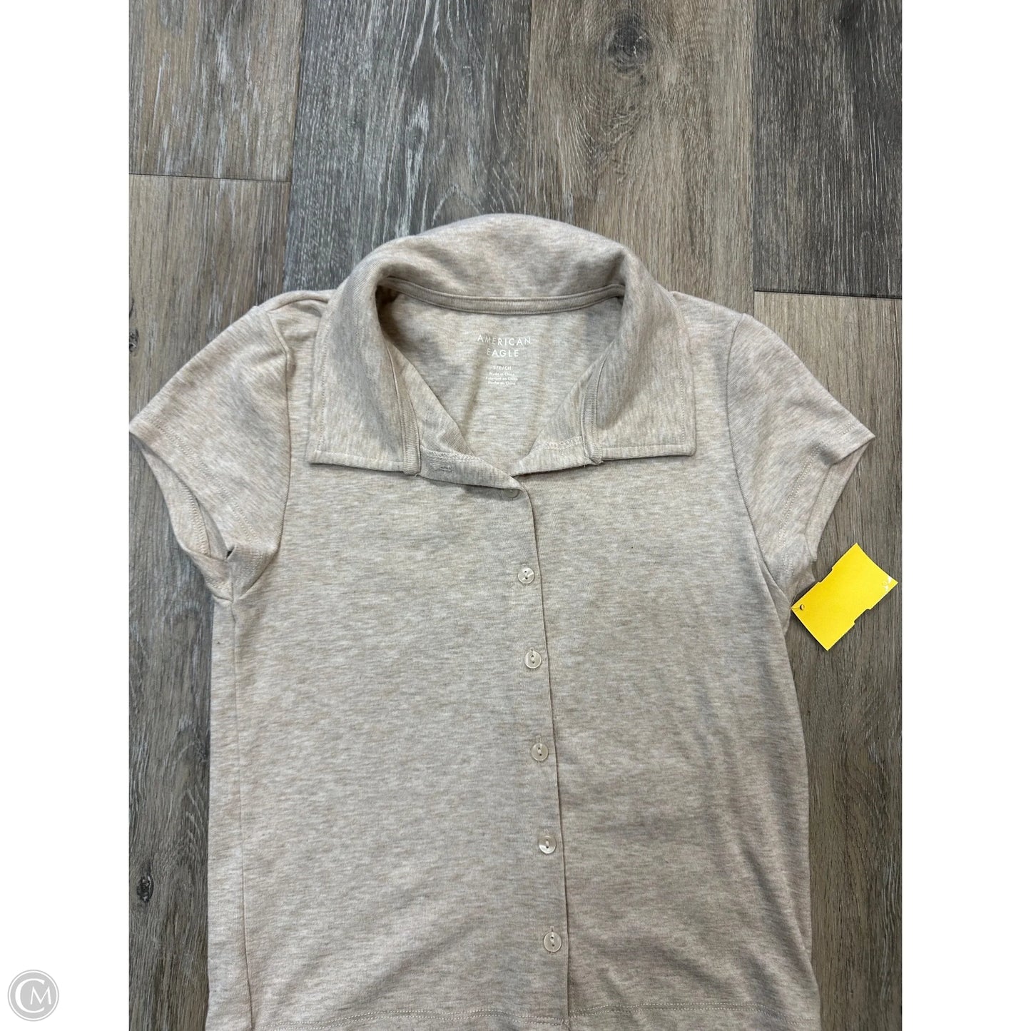 Top Short Sleeve By American Eagle In Tan, Size: S