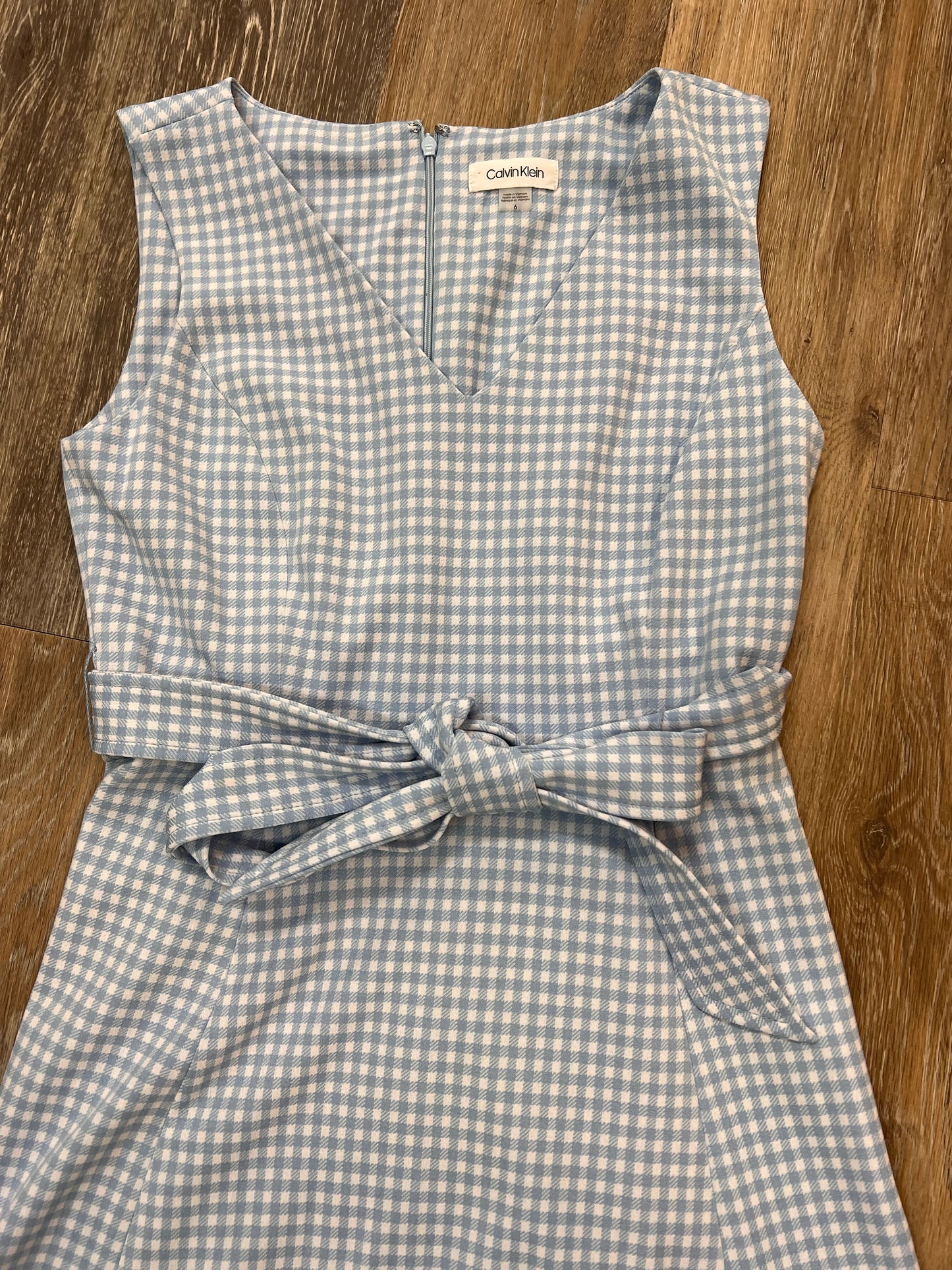 Dress Casual Midi By Calvin Klein In Checkered Pattern, Size: 6