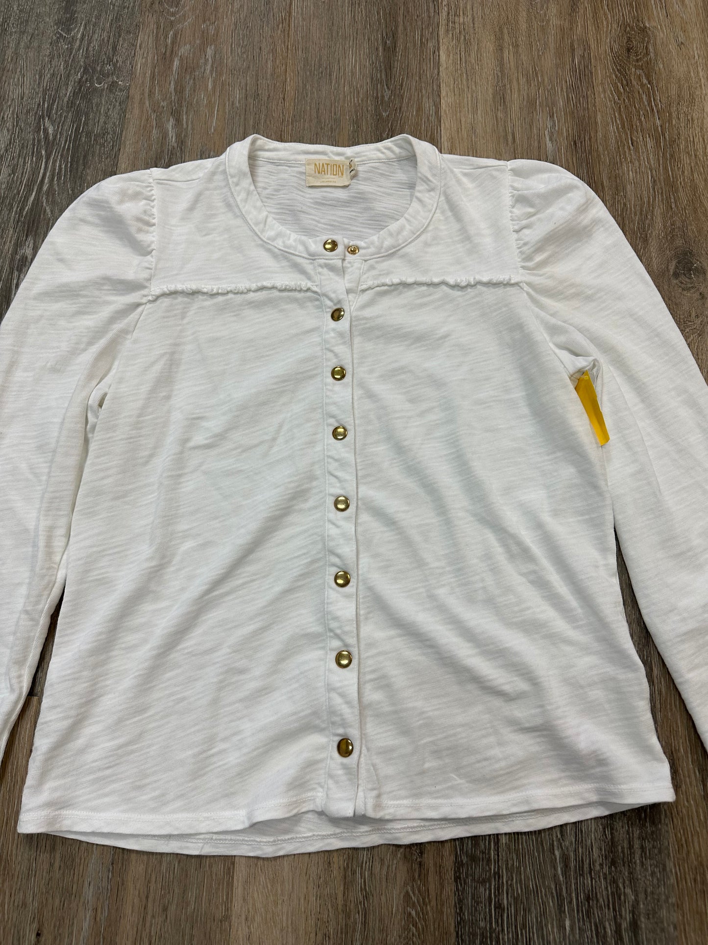 Top Long Sleeve By Nation In White, Size: M