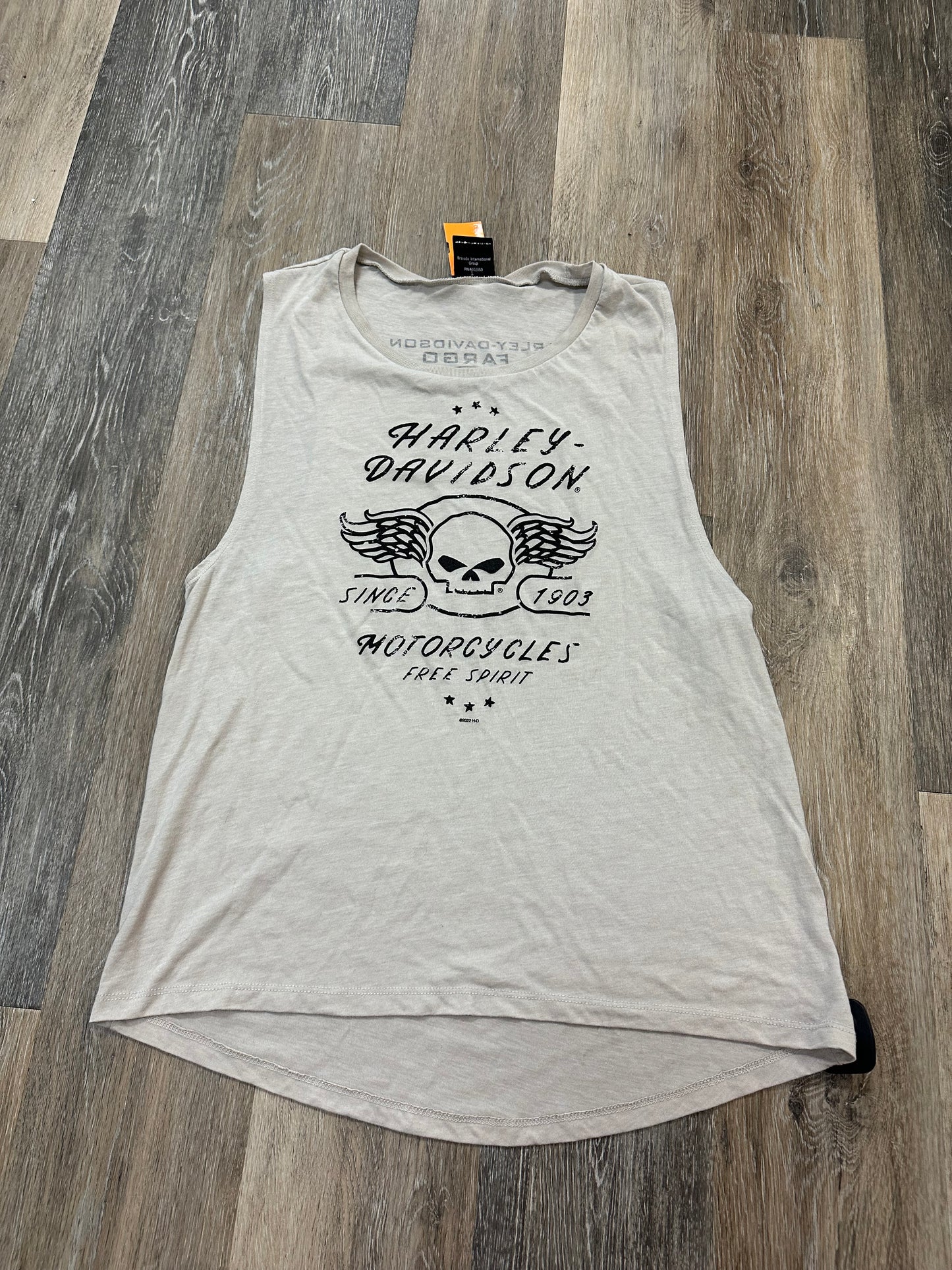 Top Sleeveless By Harley Davidson In Beige, Size: L