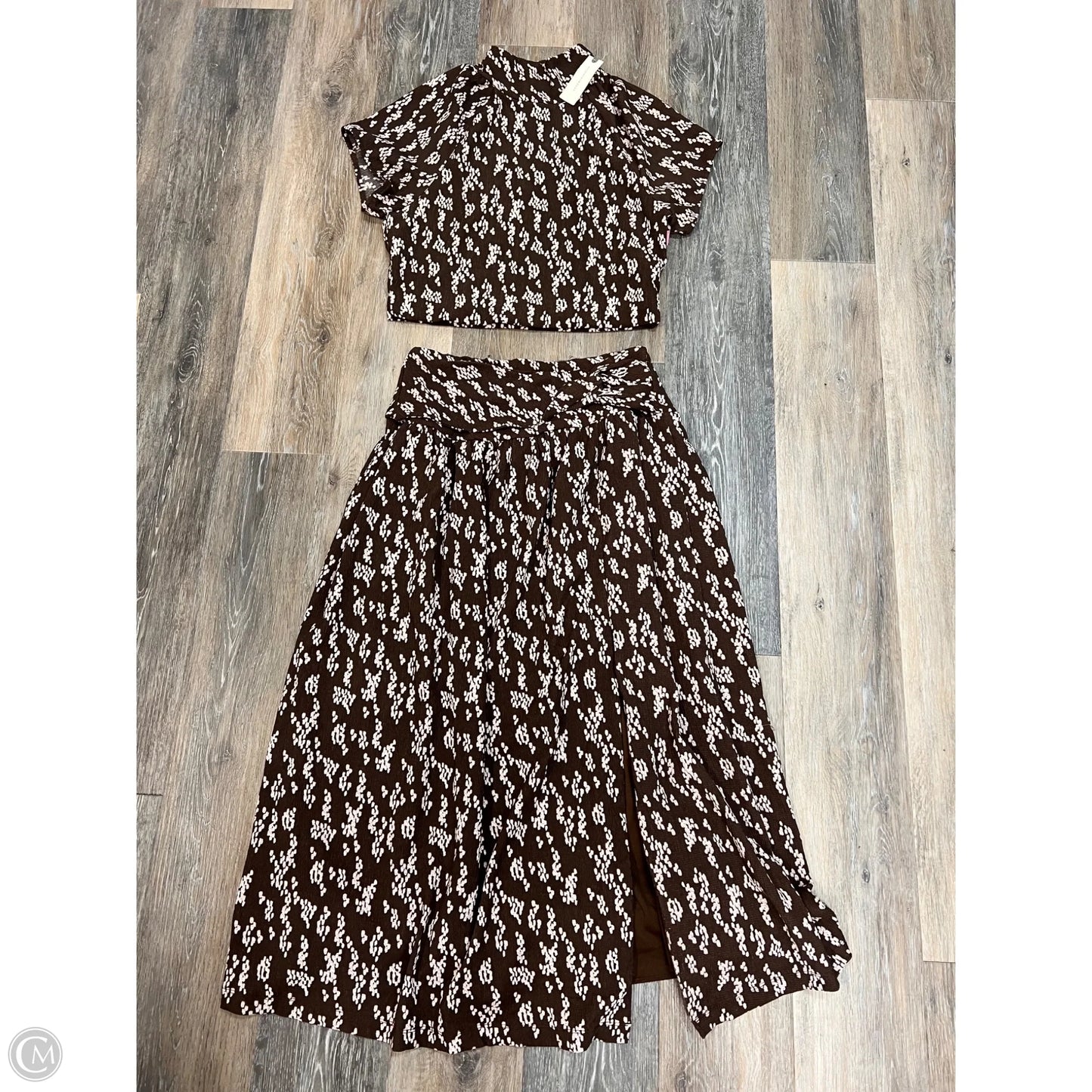 Dress Set 2pc By Anthropologie In Brown & Cream, Size: M