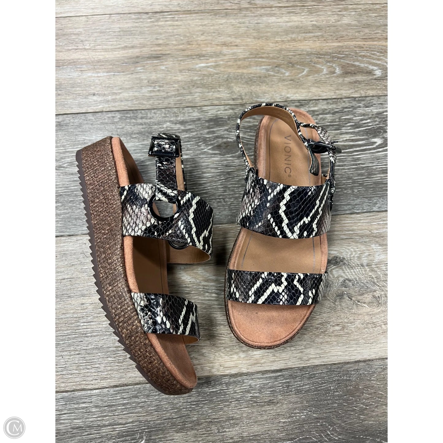 Sandals Flats By Vionic In Snakeskin Print, Size: 7