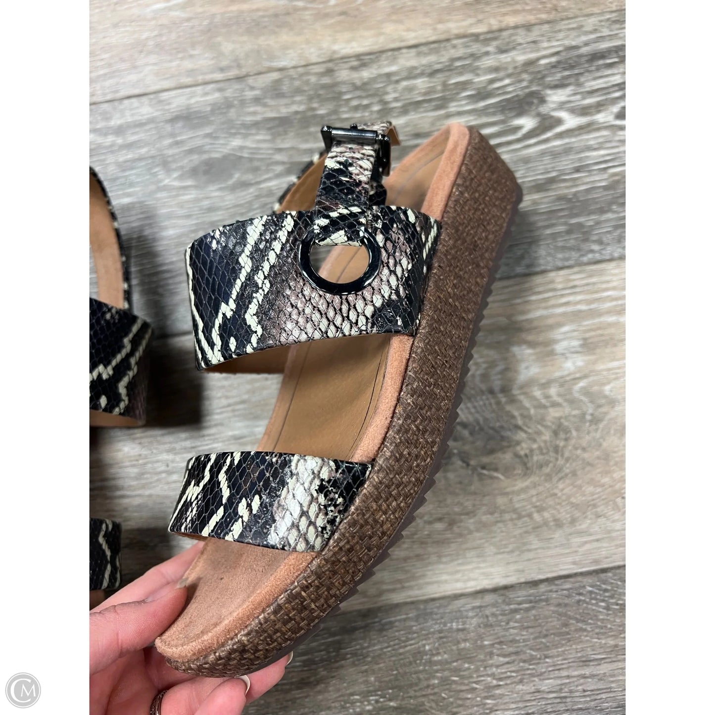 Sandals Flats By Vionic In Snakeskin Print, Size: 7