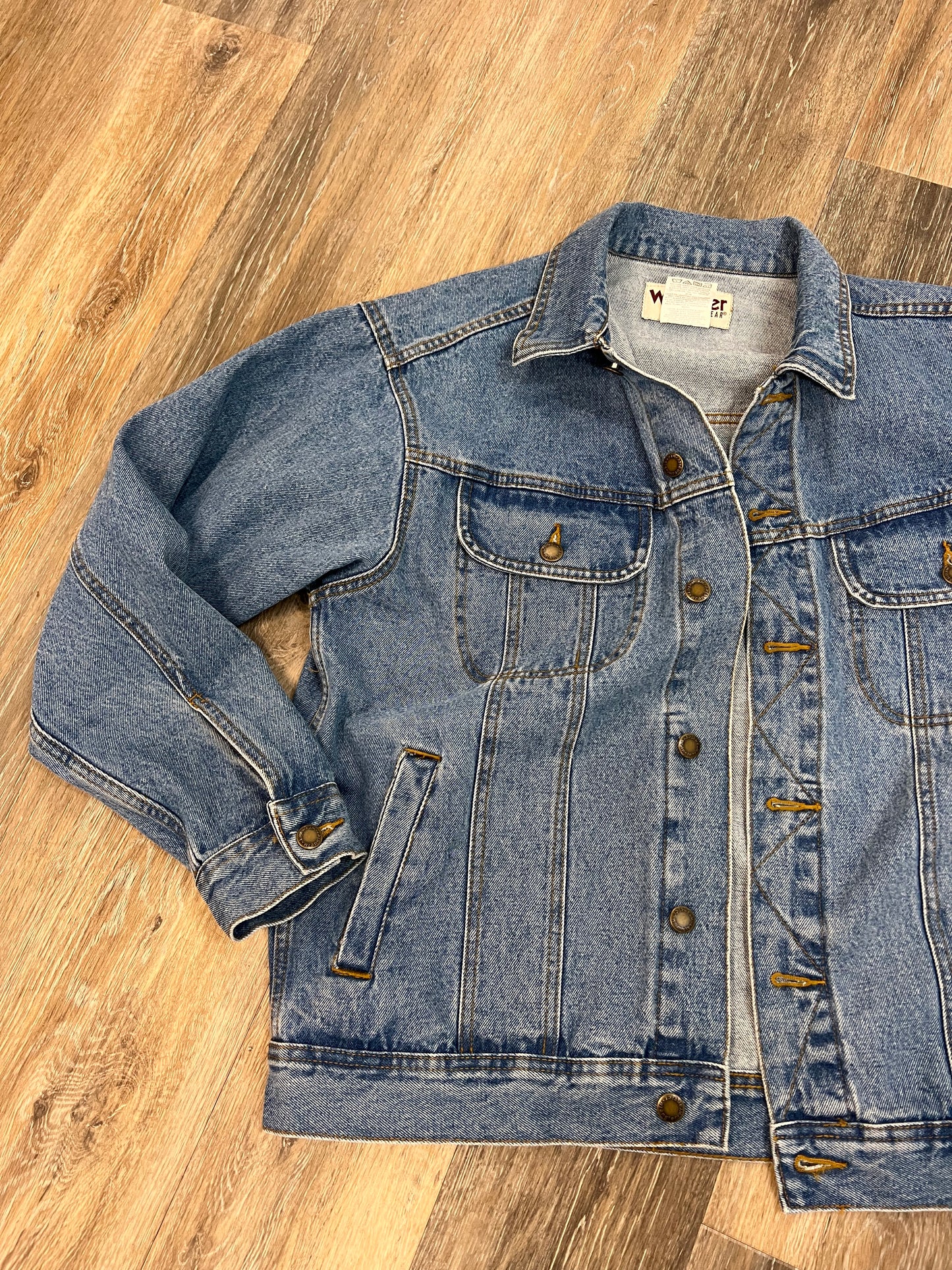 Jacket Denim By Wrangler In Blue Denim, Size: M