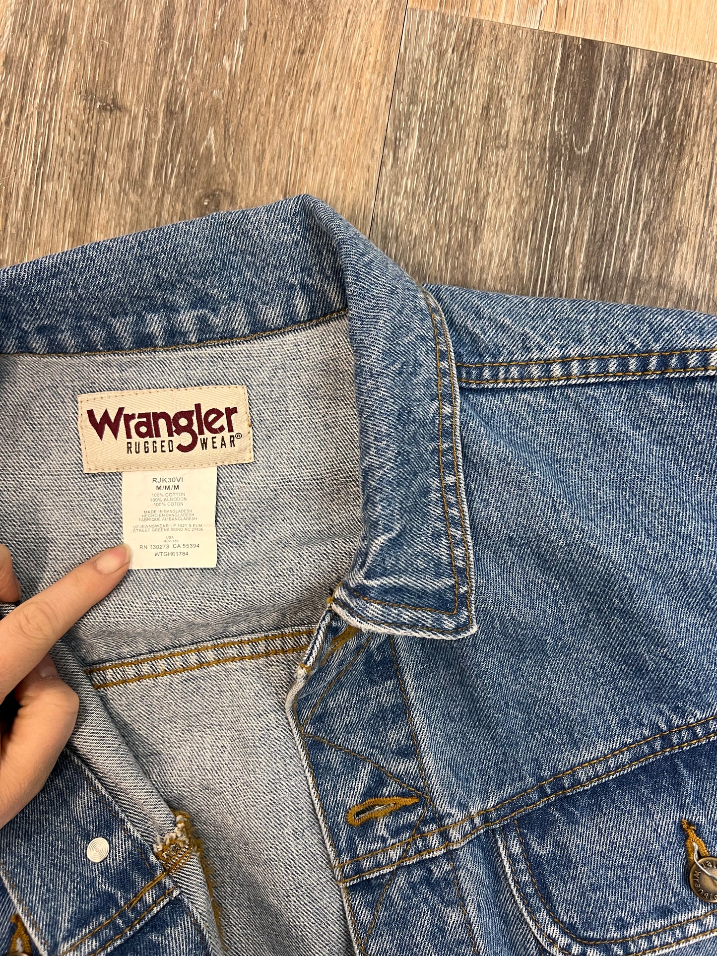 Jacket Denim By Wrangler In Blue Denim, Size: M