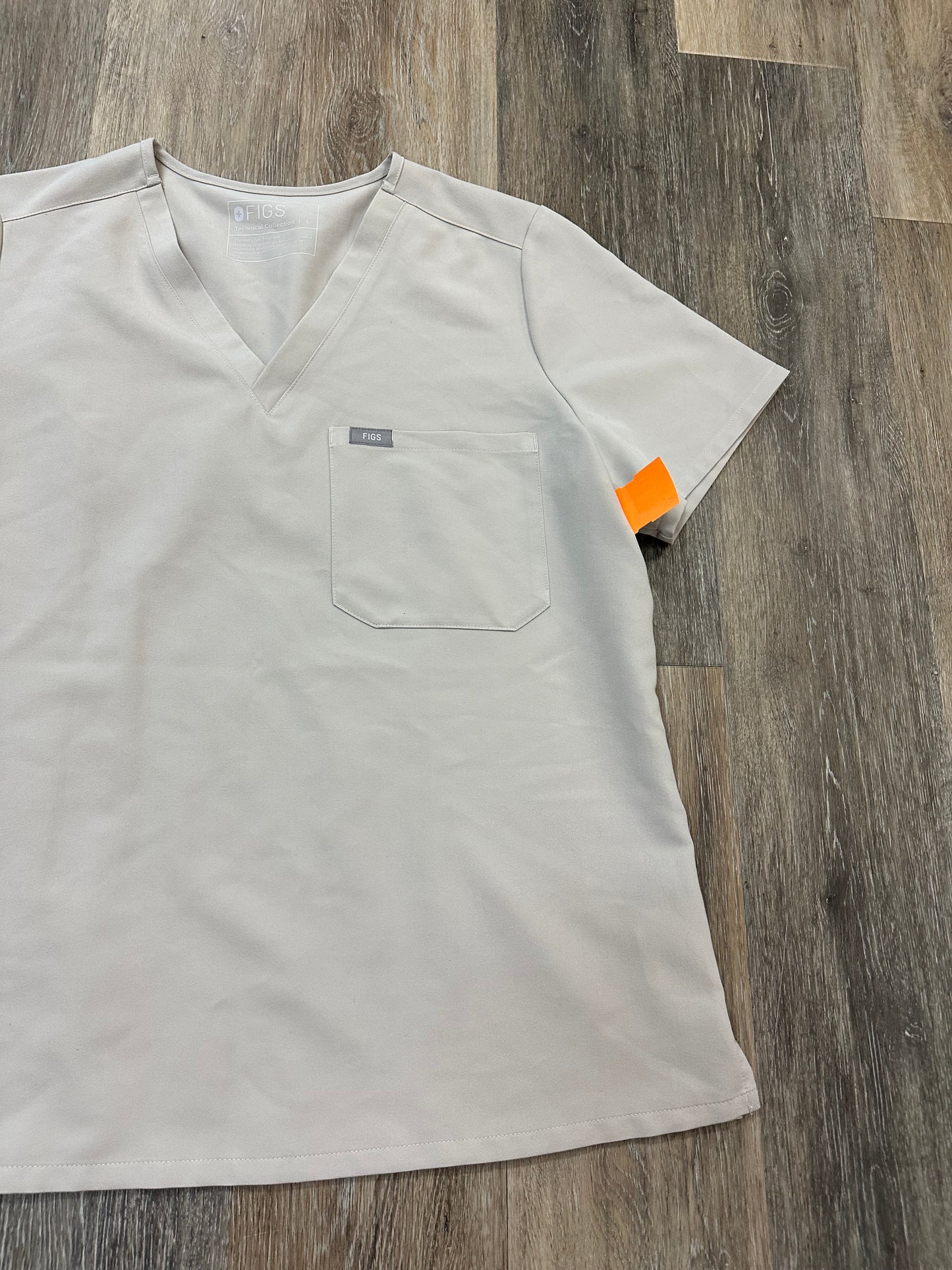 Scrub Top Short Sleeve By Figs In Tan, Size: L