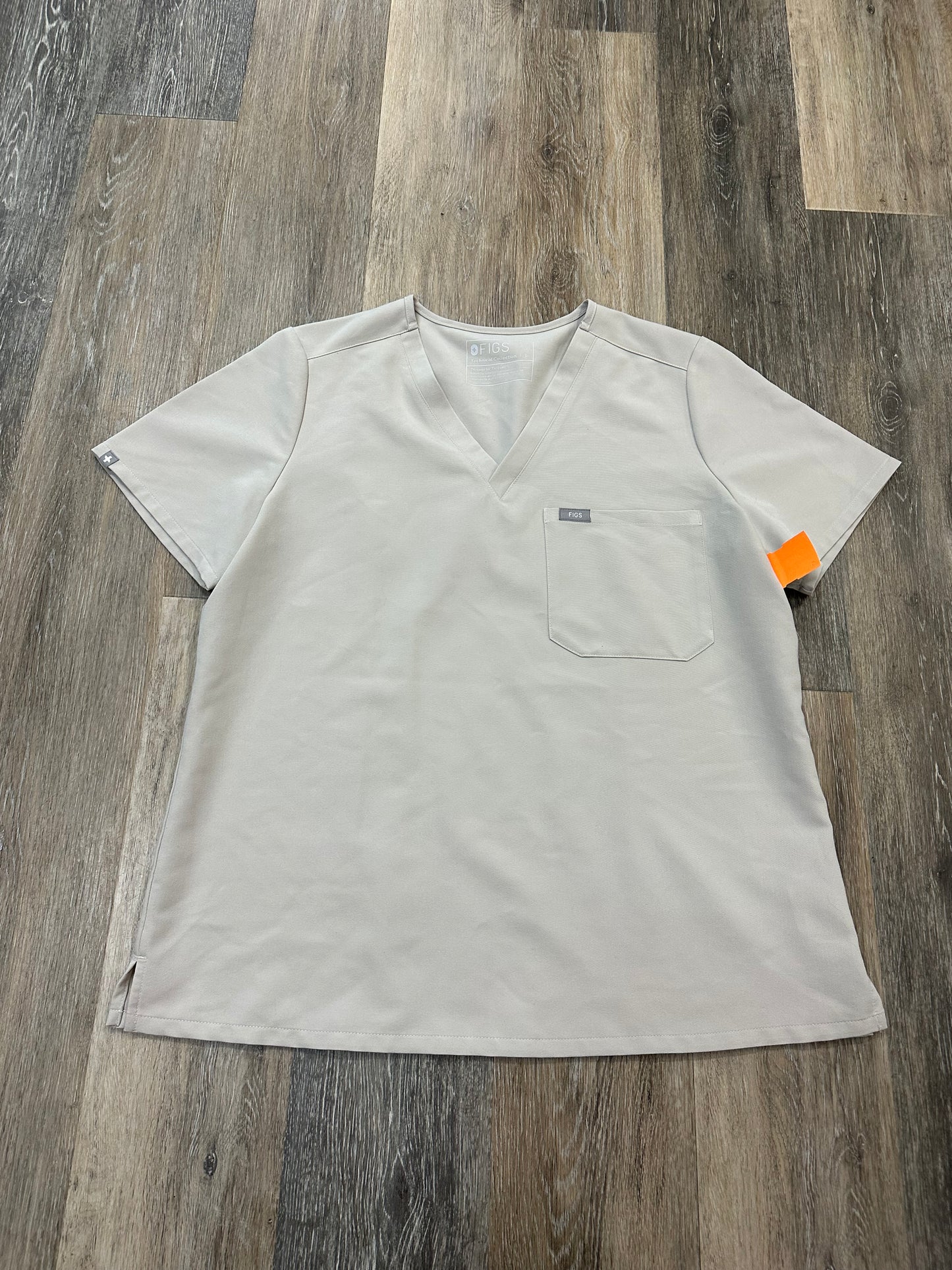 Scrub Top Short Sleeve By Figs In Tan, Size: L