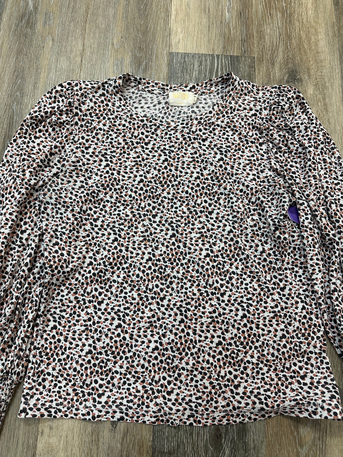 Top Long Sleeve By Nation In Animal Print, Size: M