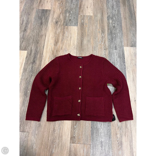 Sweater Cardigan By BTFBM In Maroon, Size: L