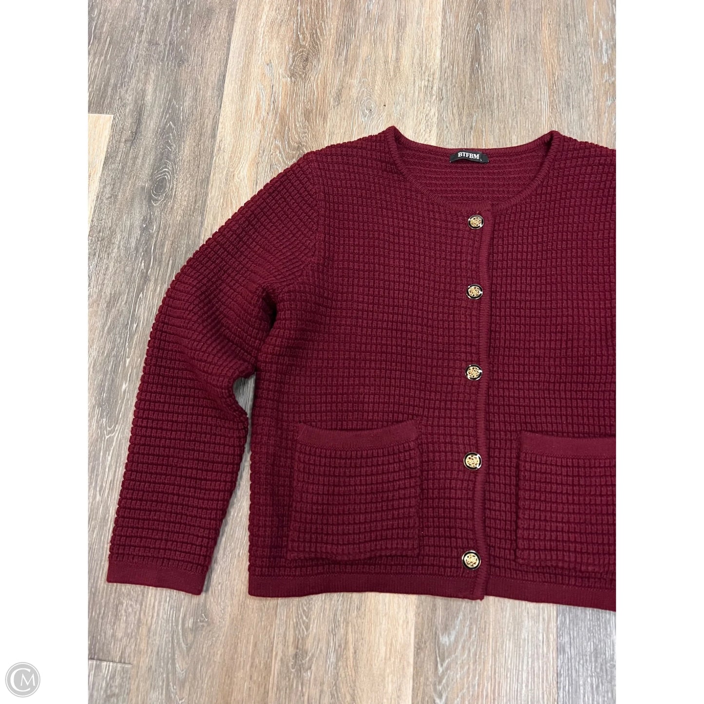 Sweater Cardigan By BTFBM In Maroon, Size: L