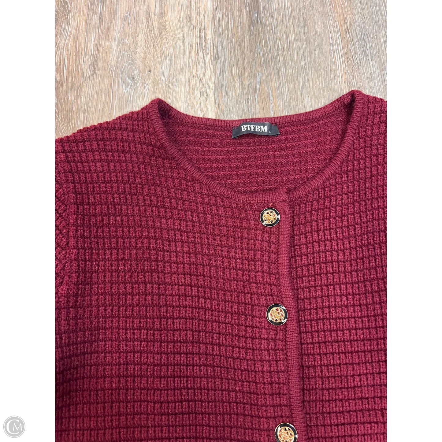 Sweater Cardigan By BTFBM In Maroon, Size: L