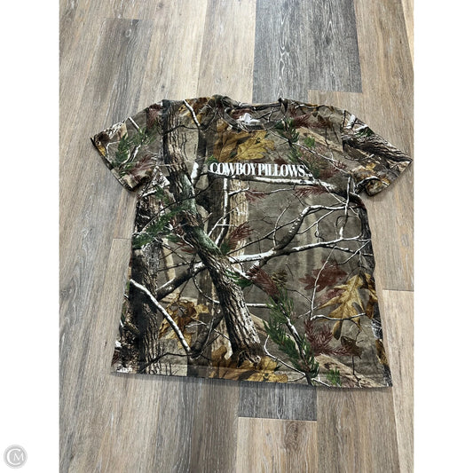 Top Short Sleeve By Cowboy Pillows In Camouflage Print, Size: L