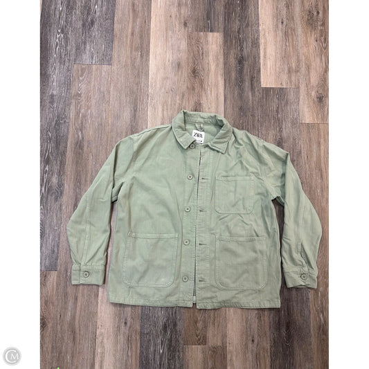 Jacket Shirt By Zara In Green, Size: L