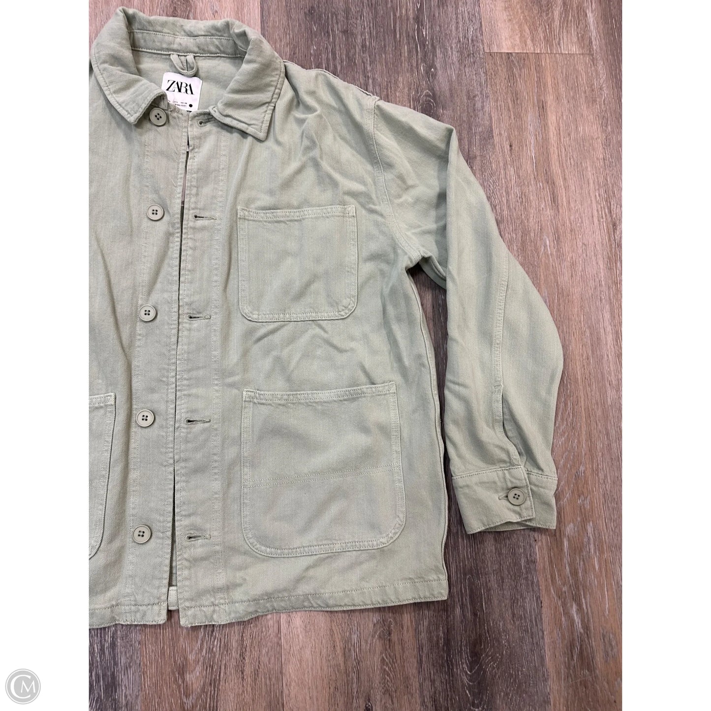 Jacket Shirt By Zara In Green, Size: L