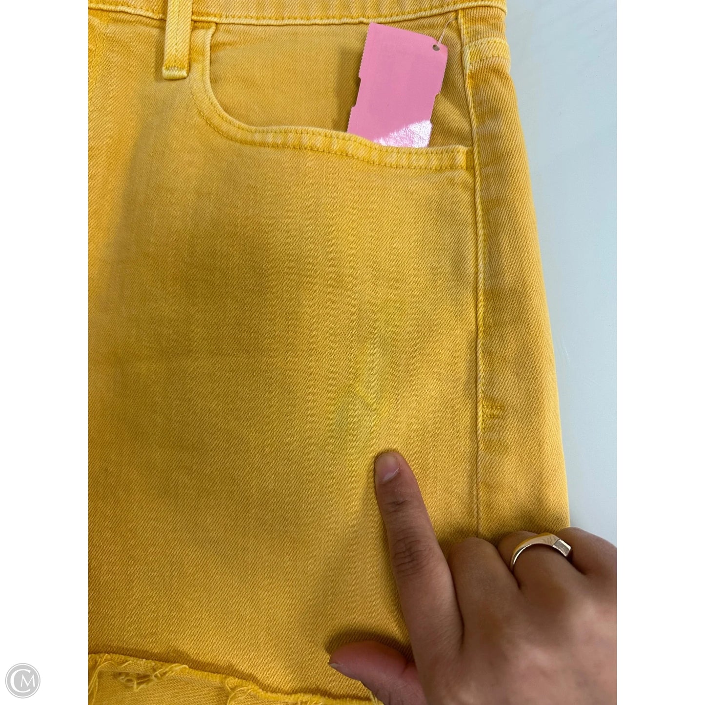 Shorts Designer By Frame In Yellow Denim, Size: 6