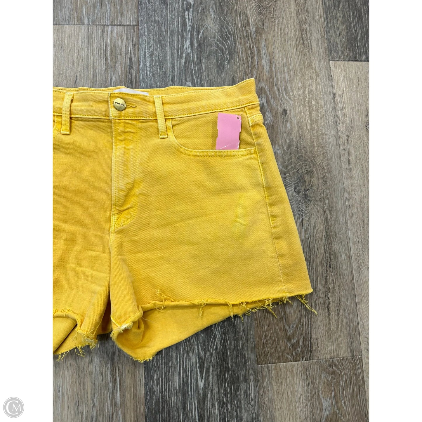 Shorts Designer By Frame In Yellow Denim, Size: 6