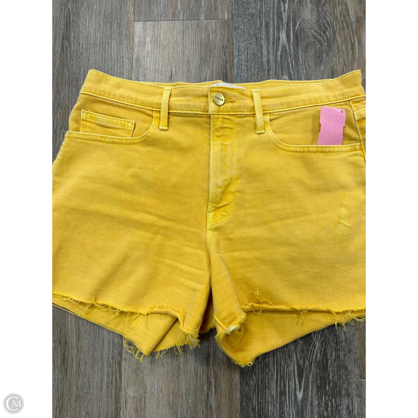 Shorts Designer By Frame In Yellow Denim, Size: 6