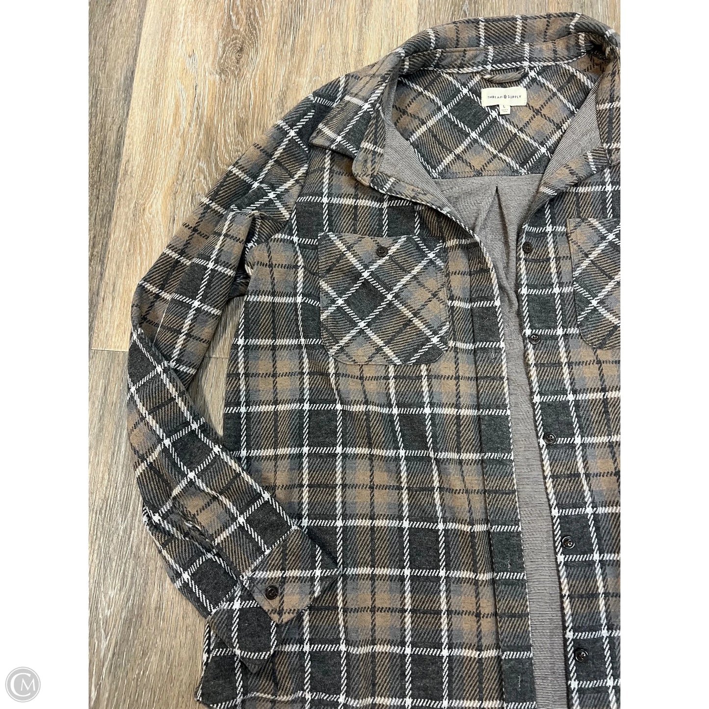 Jacket Shirt By Thread And Supply In Plaid Pattern, Size: L