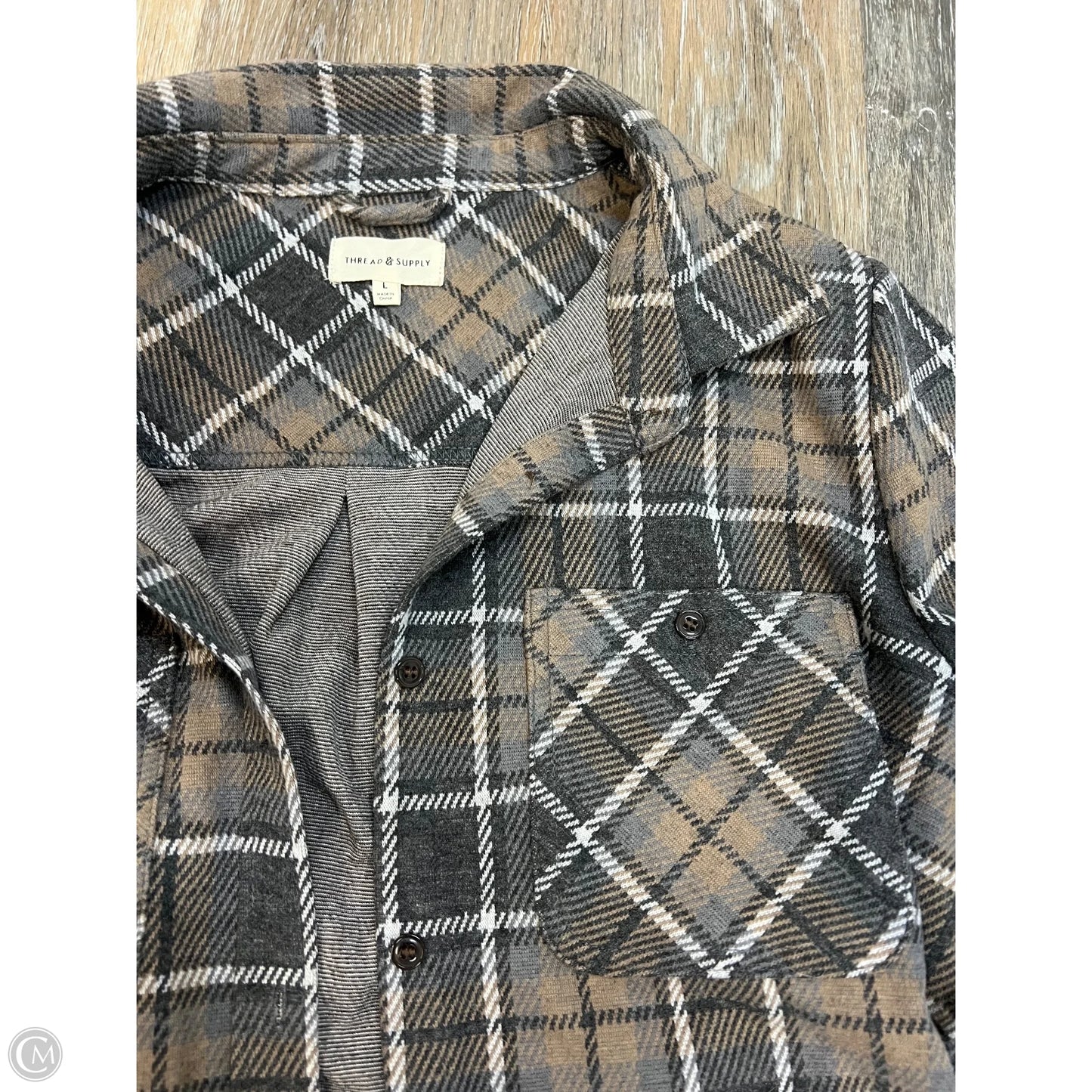 Jacket Shirt By Thread And Supply In Plaid Pattern, Size: L