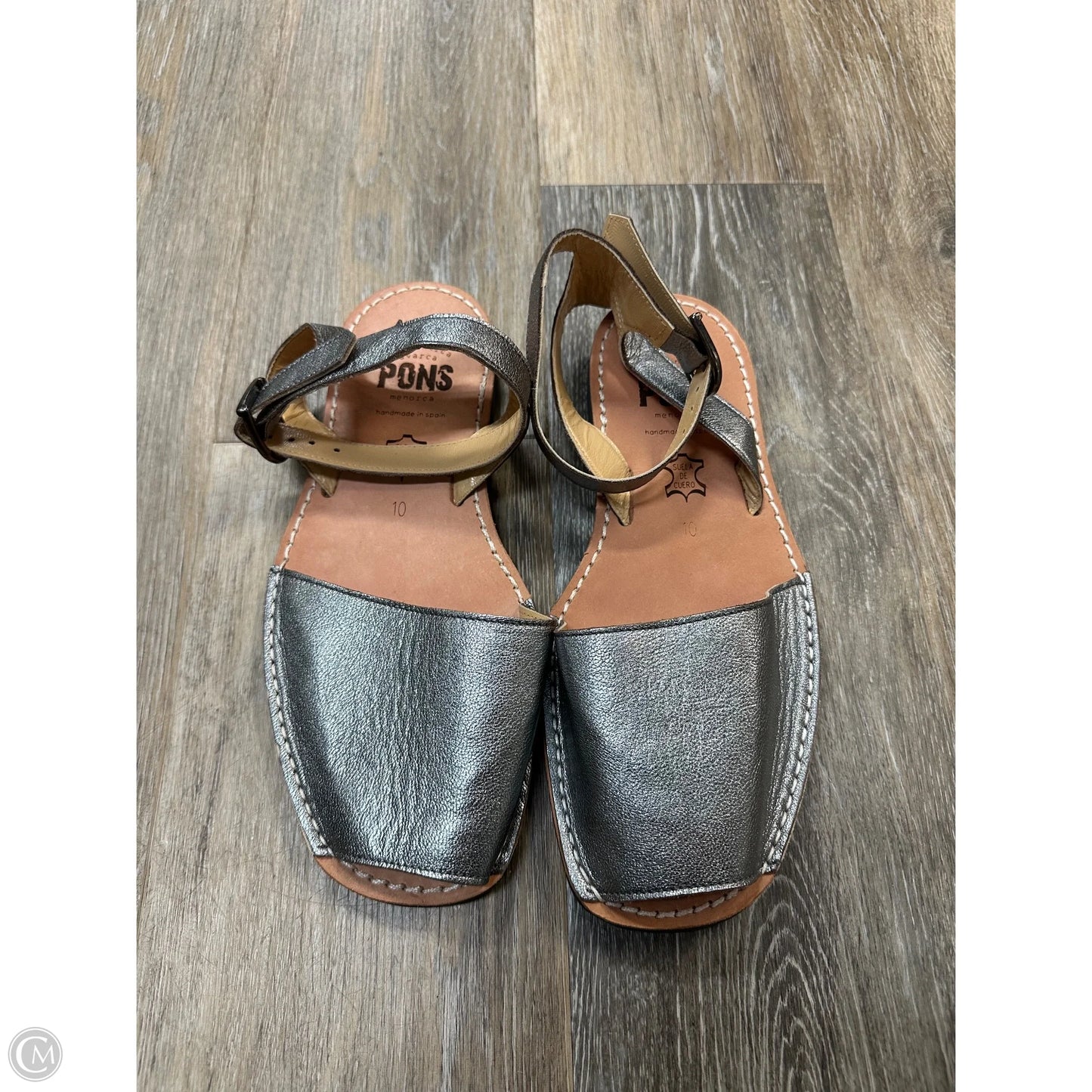 Sandals Flats By Pons In Silver, Size: 10