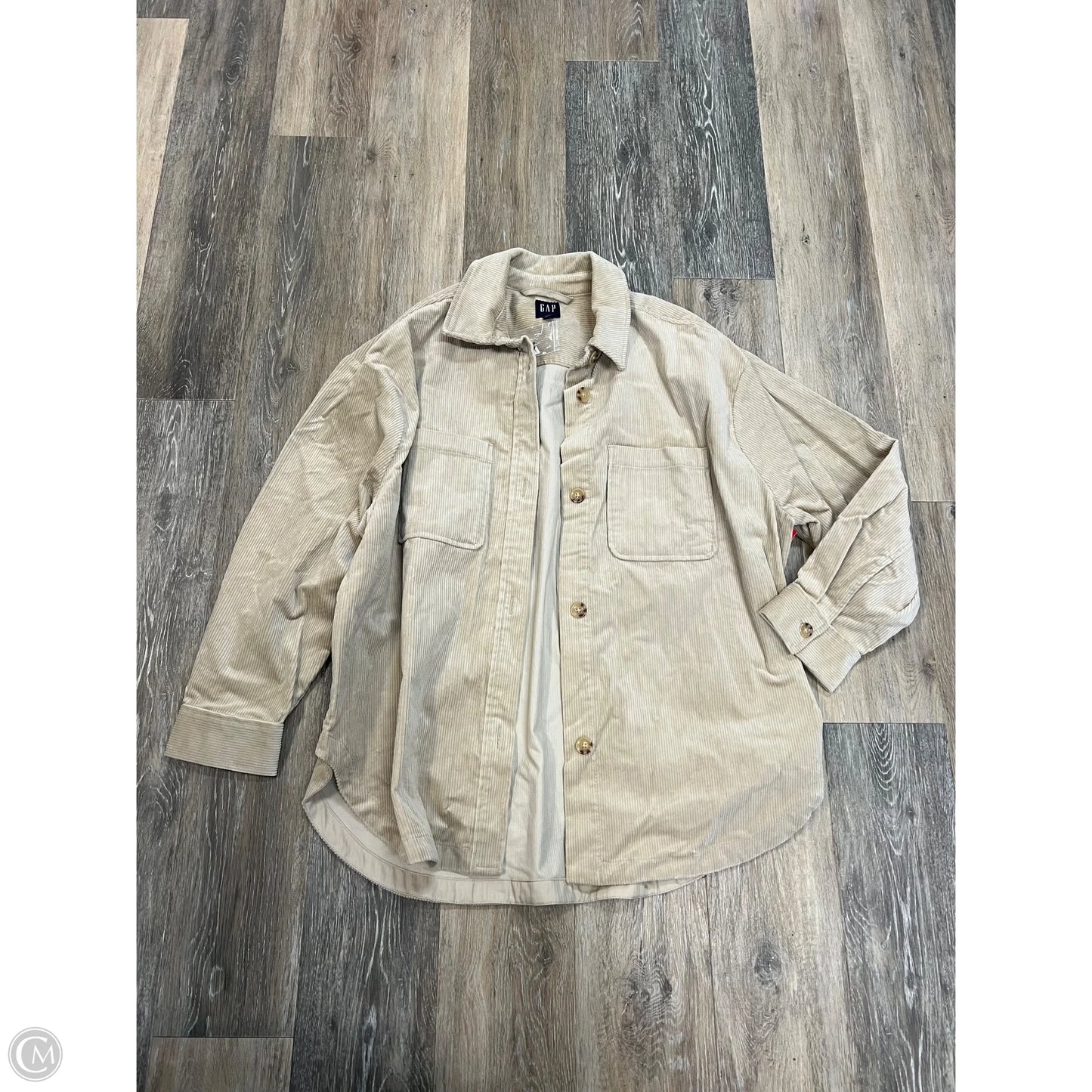 Jacket Shirt By Gap In Cream, Size: Xl