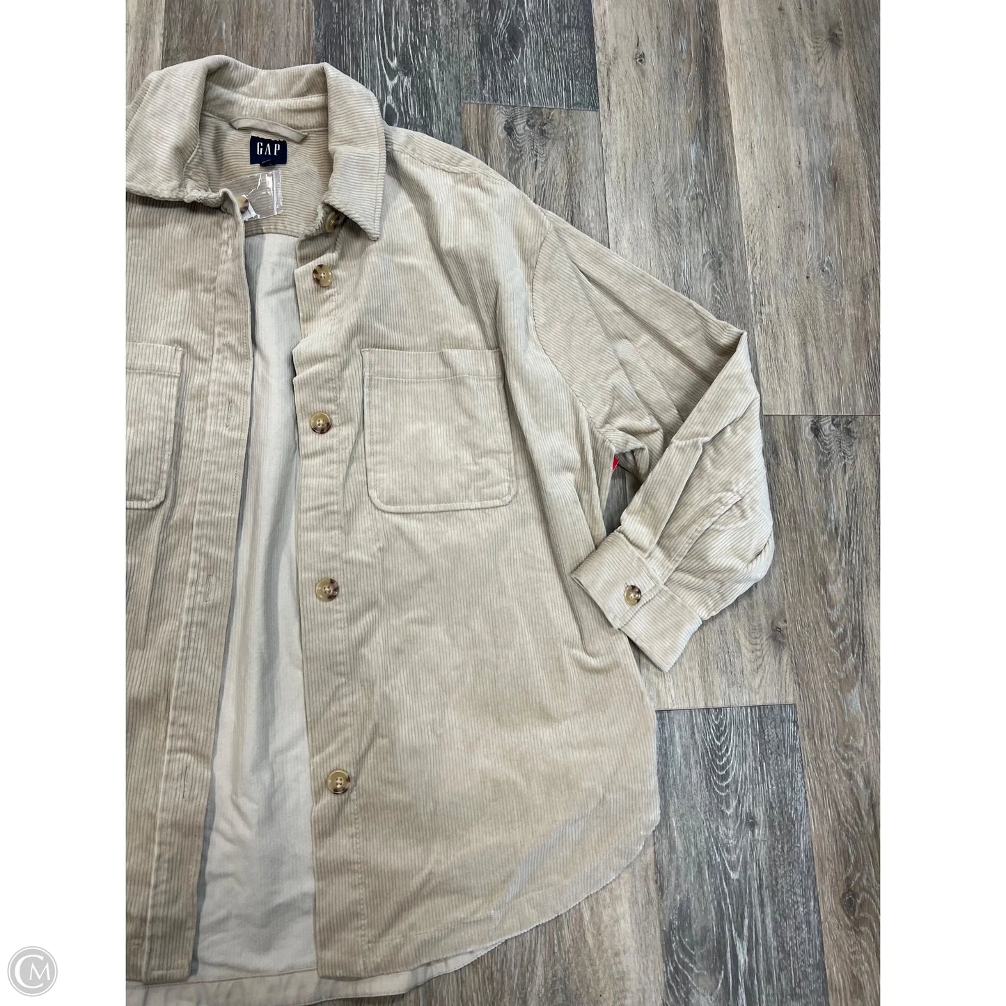 Jacket Shirt By Gap In Cream, Size: Xl