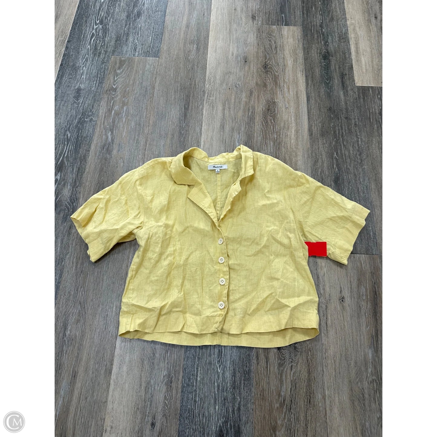 Top Short Sleeve By Madewell In Yellow, Size: M