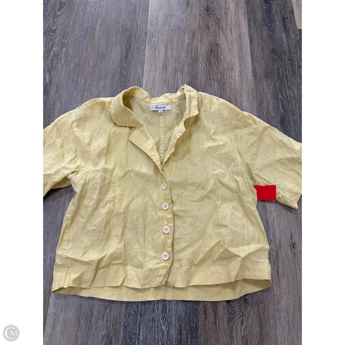 Top Short Sleeve By Madewell In Yellow, Size: M