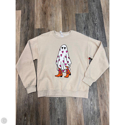 Sweatshirt Crewneck By Jerzees In Tan, Size: M