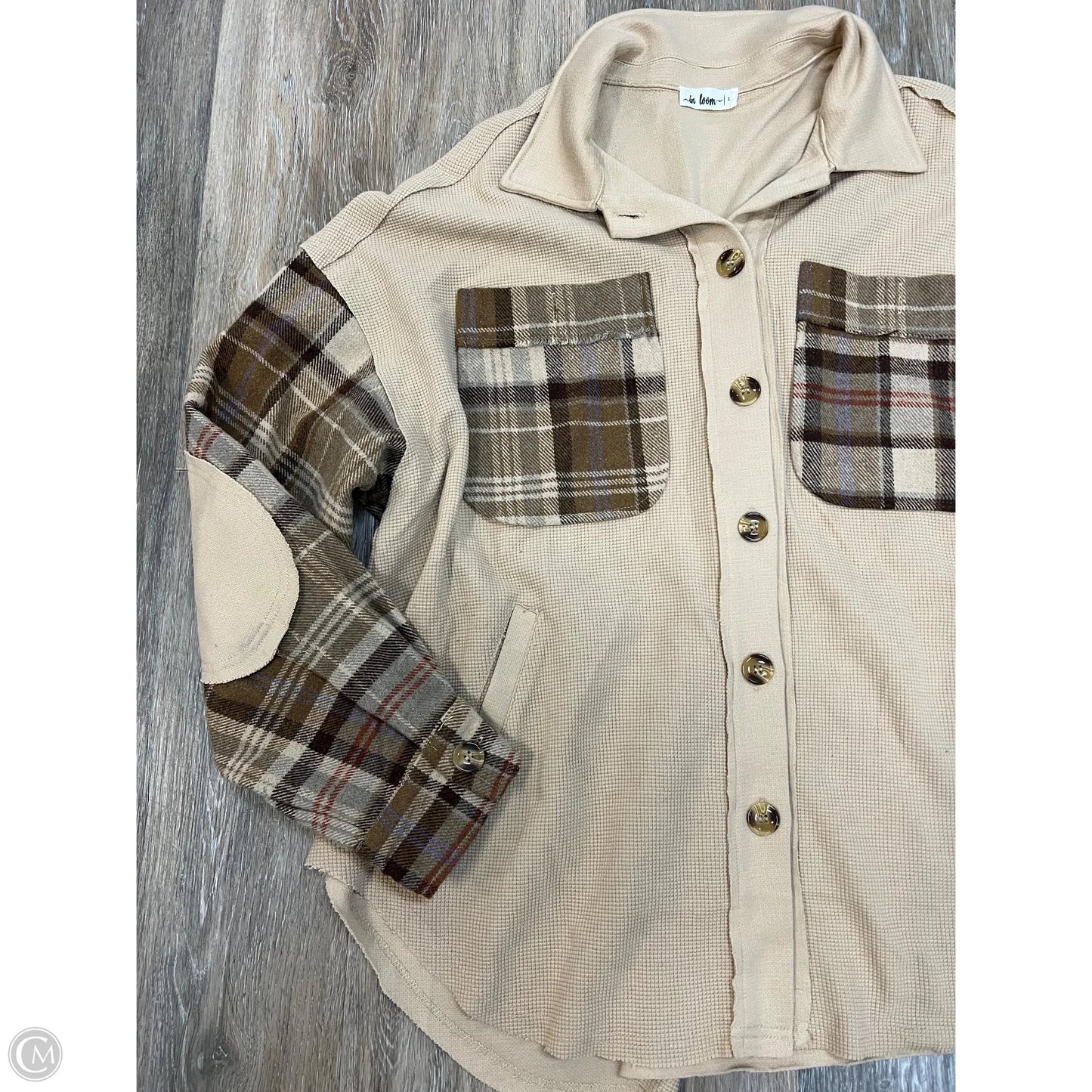 Jacket Shirt By In Loom In Tan, Size: L