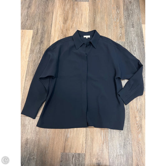 Blouse Designer By Lafayette 148 In Navy, Size: L