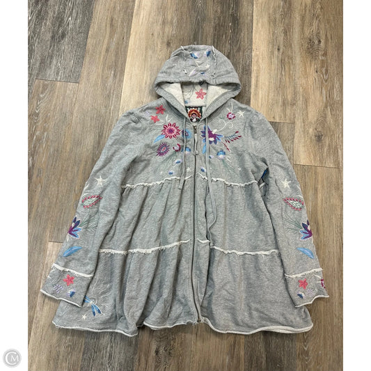 Sweatshirt Hoodie By Johnny Was In Grey, Size: M