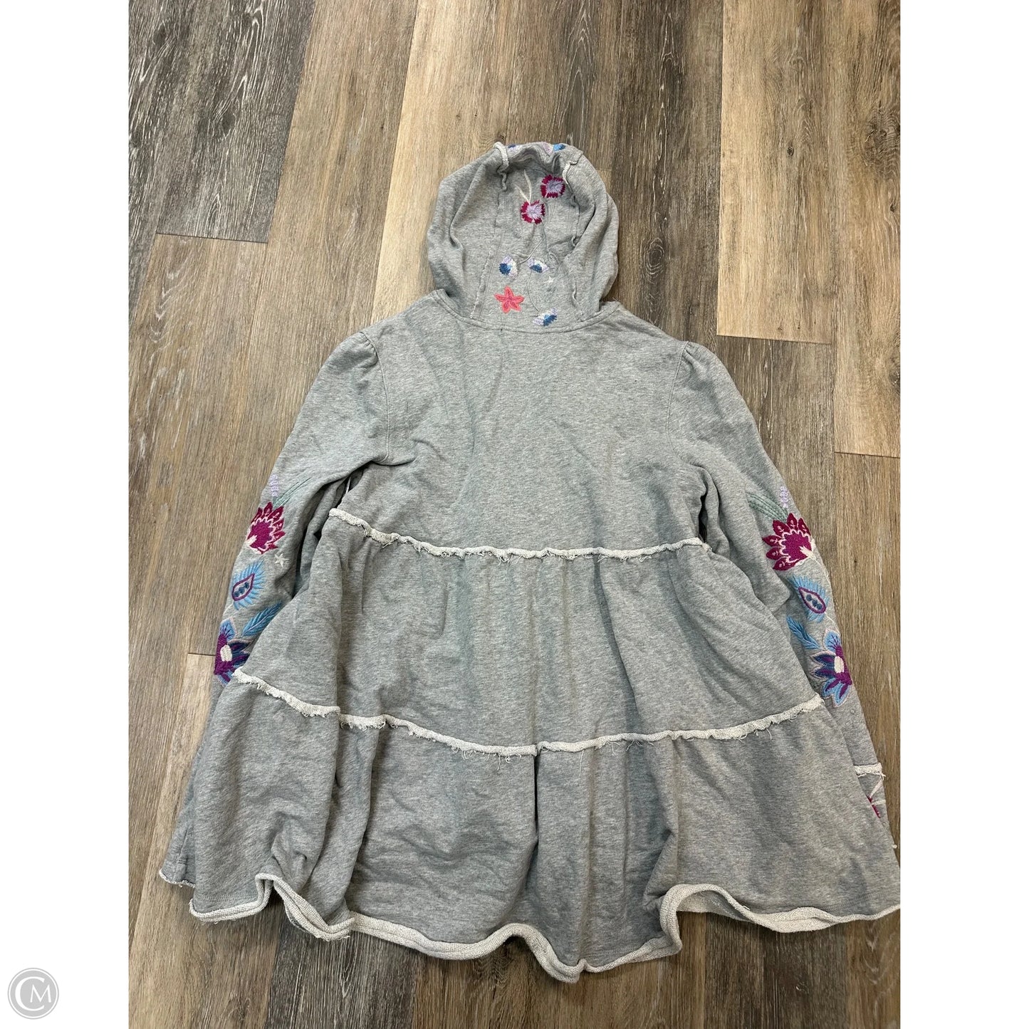 Sweatshirt Hoodie By Johnny Was In Grey, Size: M