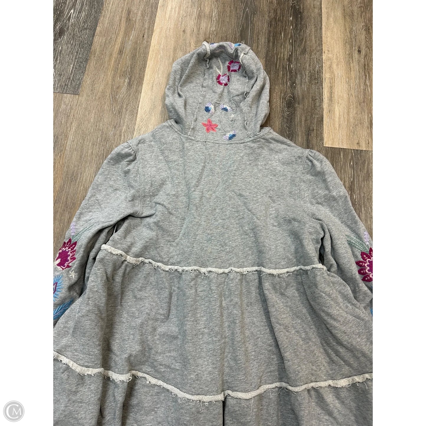 Sweatshirt Hoodie By Johnny Was In Grey, Size: M