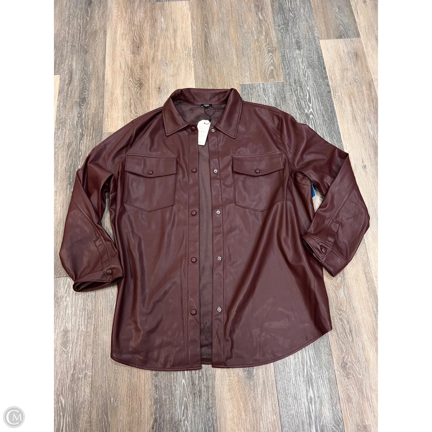 Jacket Shirt By Express In Maroon, Size: Xl
