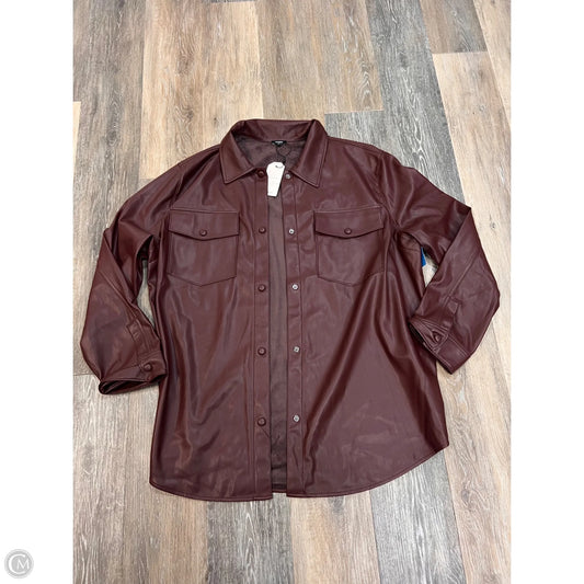 Jacket Shirt By Express In Maroon, Size: Xl