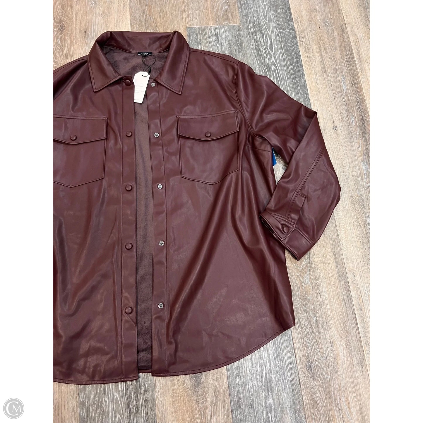 Jacket Shirt By Express In Maroon, Size: Xl