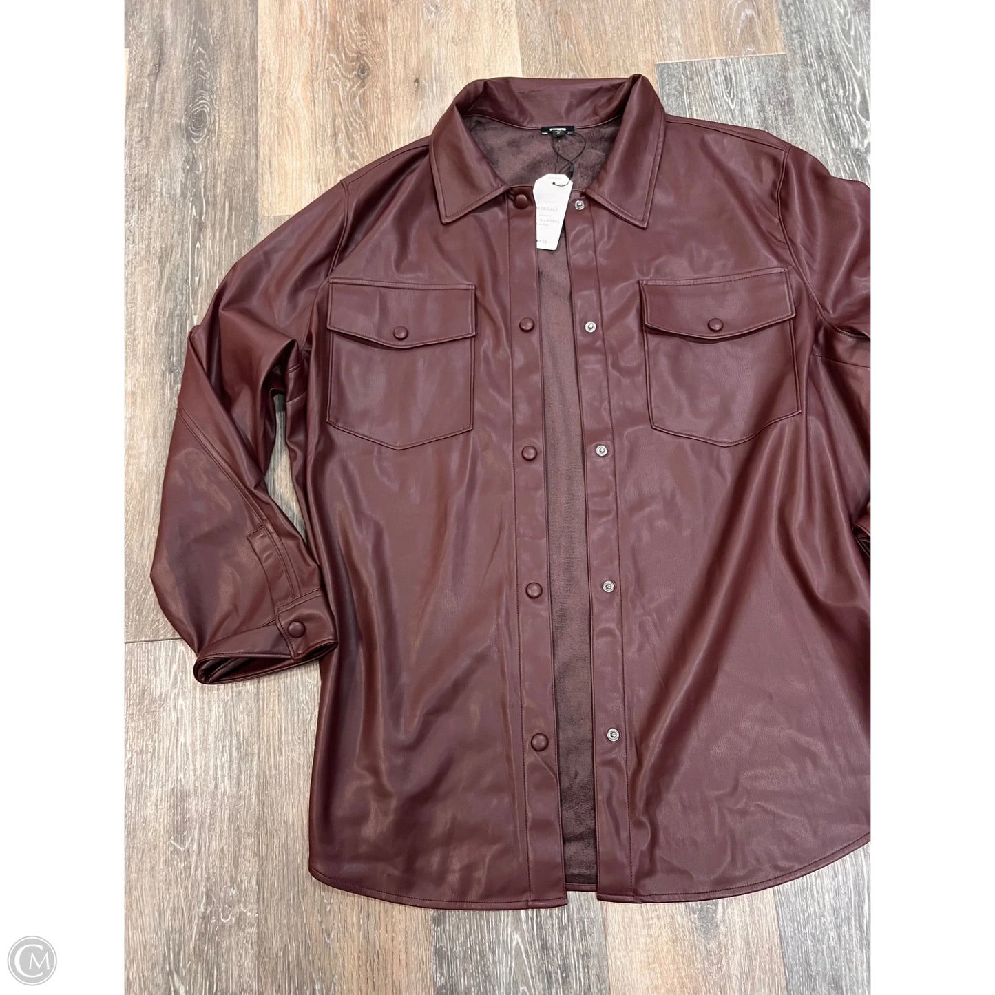 Jacket Shirt By Express In Maroon, Size: Xl