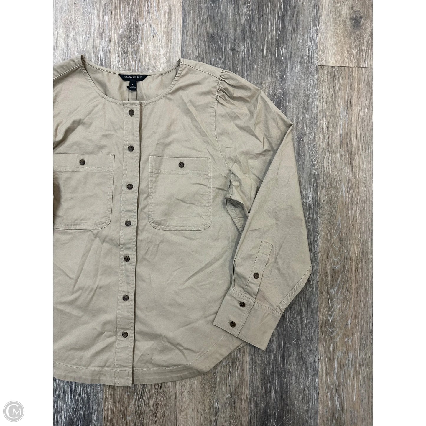 Blouse Long Sleeve By Banana Republic In Tan, Size: L