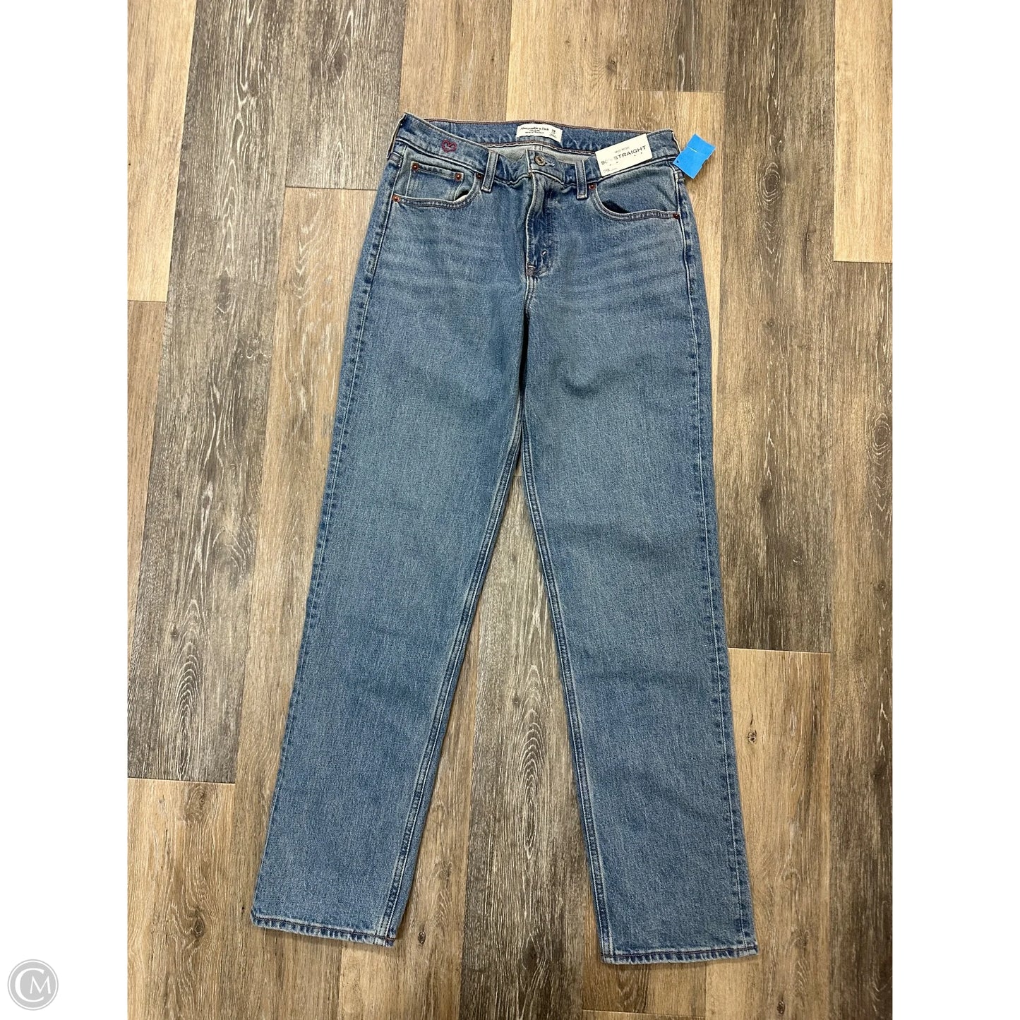 Jeans Straight By Abercrombie And Fitch In Blue Denim, Size: 8l
