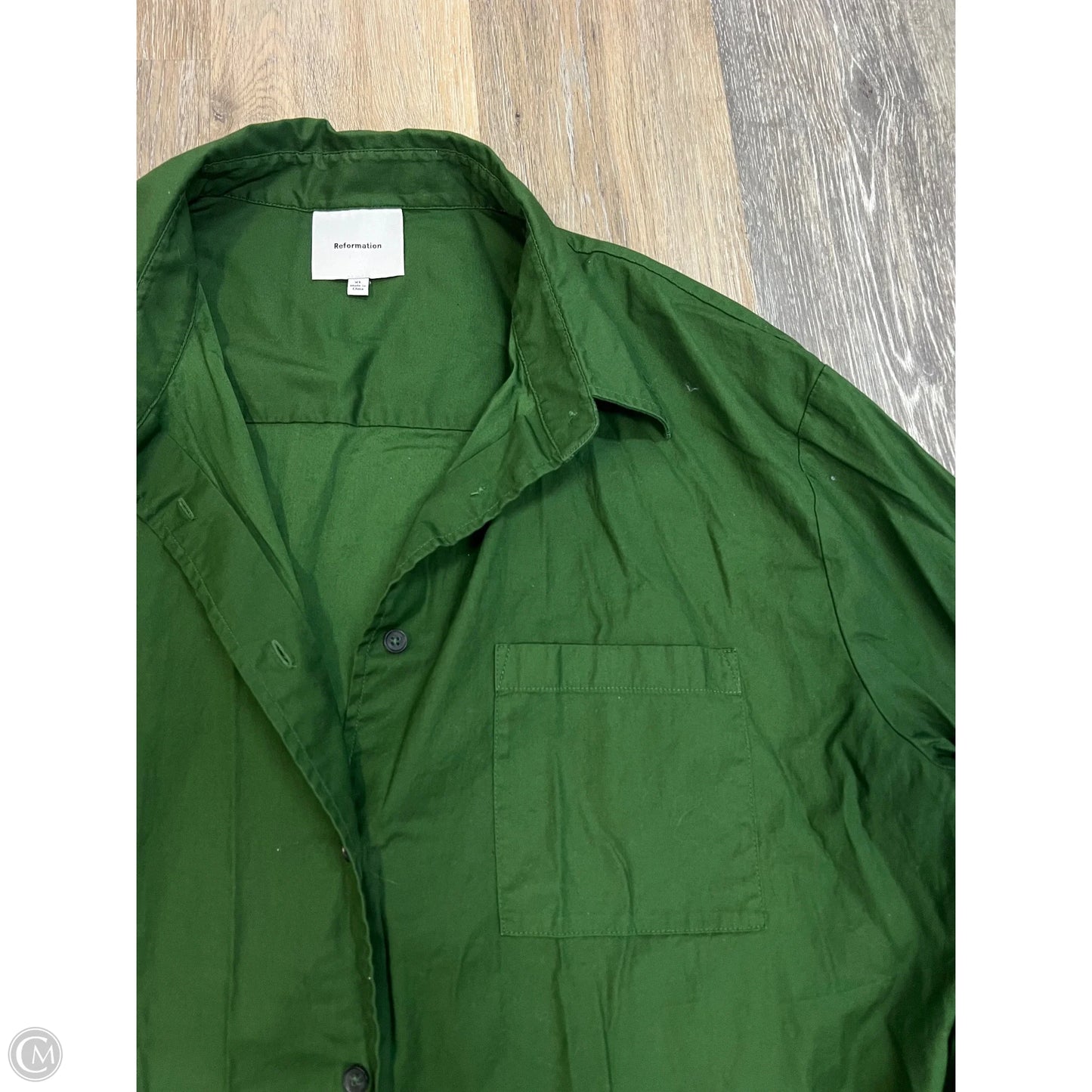 -Blouse Long Sleeve By Reformation In Green, Size: Xl
